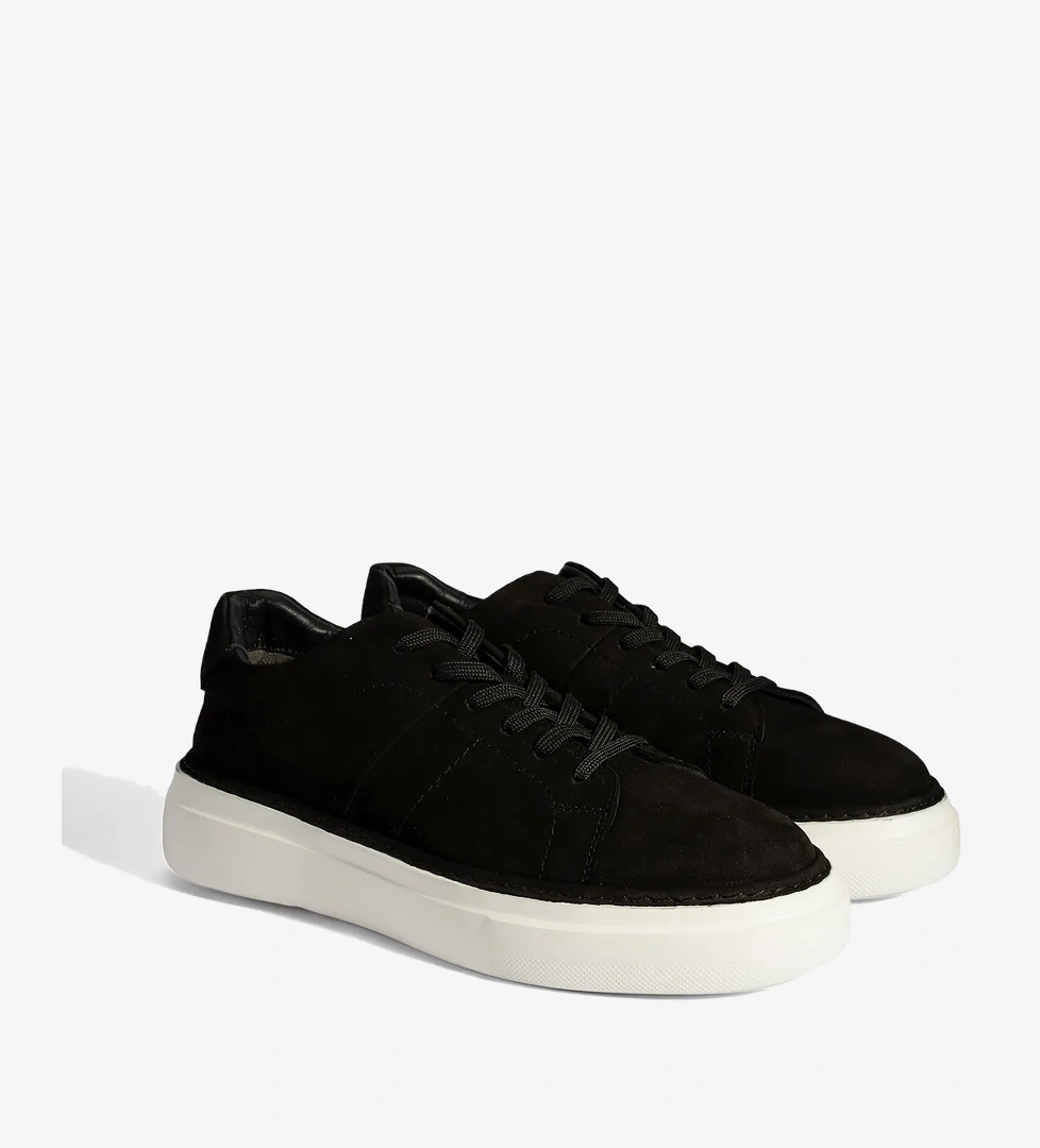 Erkek Siyah Bağcıklı Günlük Nubuk Deri Ayakkabı