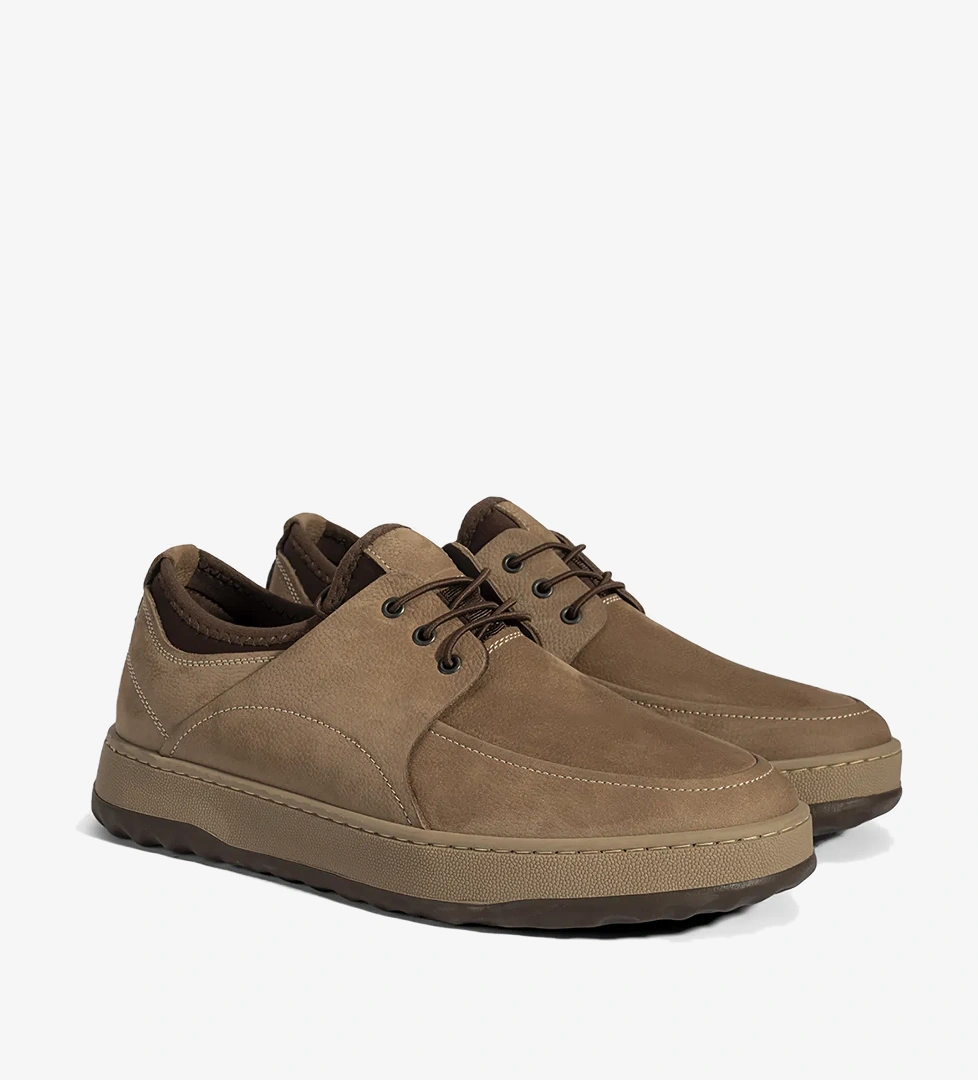 Desa Erkek Bej Siyah Bağcıklı Nubuk Deri Günlük Ayakkabı model görseli