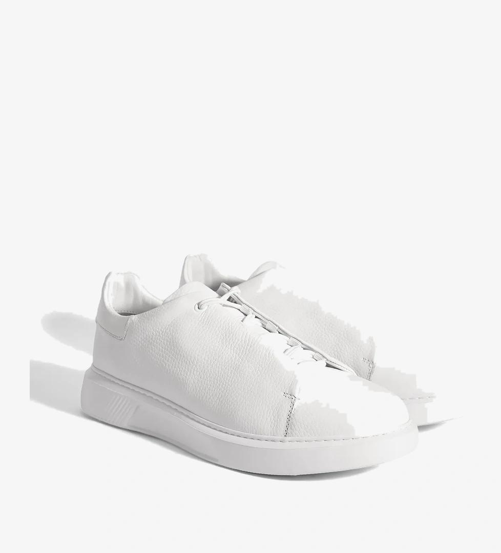 Erkek Beyaz Bağcıklı Deri Günlük Ayakkabı