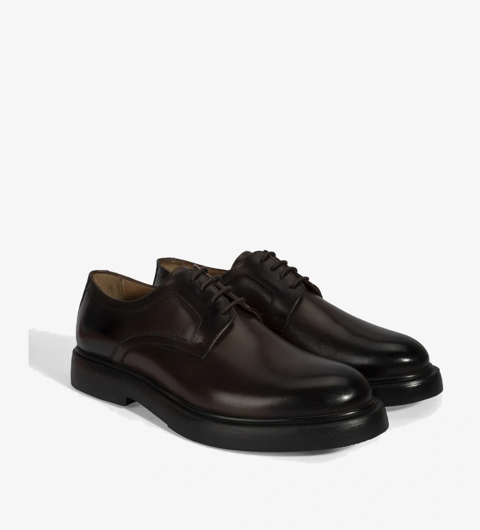 Erkek Kahve Bağcıklı Klasik Deri Ayakkabı - Görsel 1