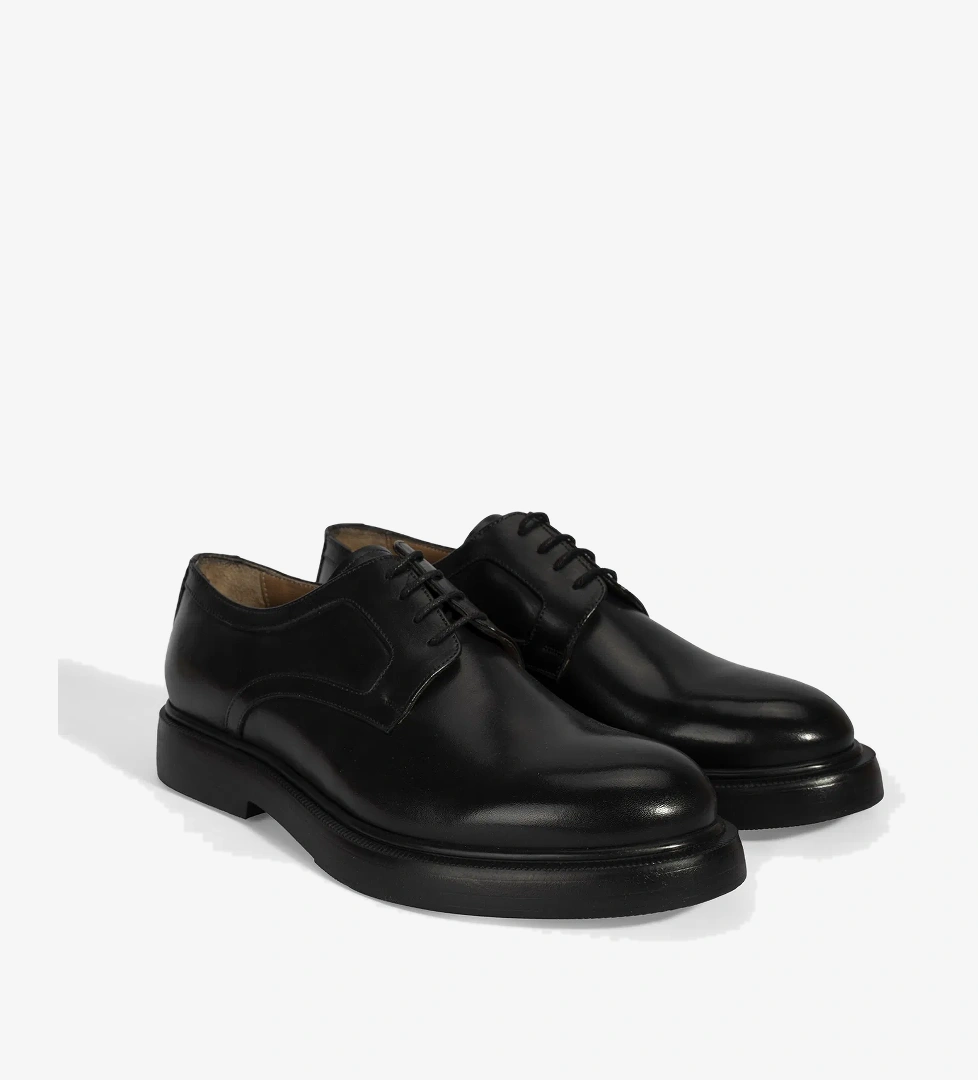 Erkek Siyah Bağcıklı Klasik Deri Ayakkabı