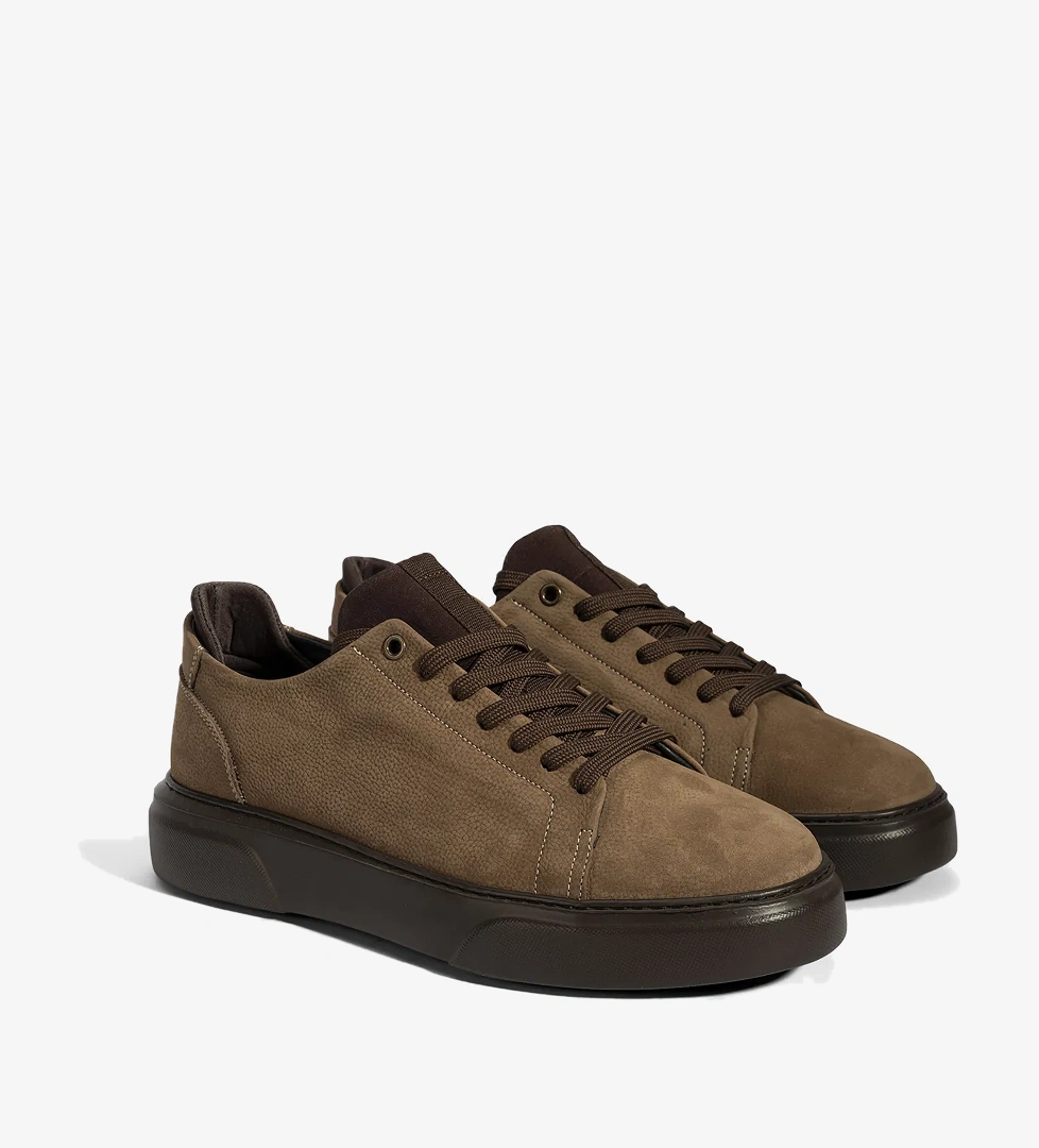 Erkek Kahve Bağcıklı Deri Günlük Ayakkabı - Görsel 1