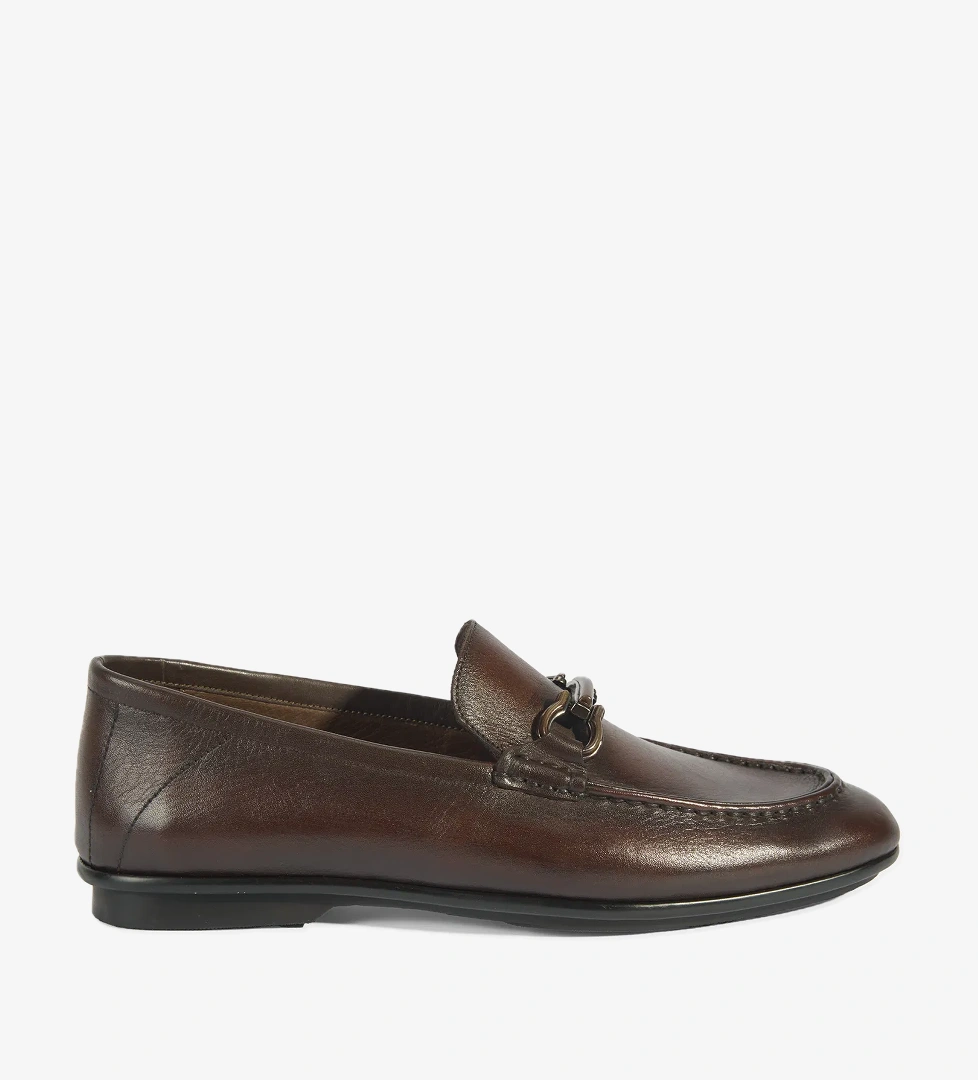 Erkek Kahve Slip-On Deri Loafer - Görsel 1
