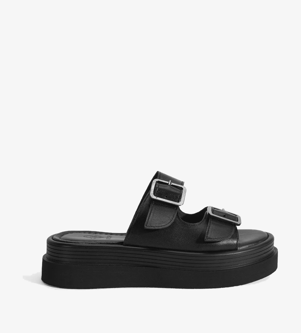 Kadın Siyah Ayarlanabilir Tokalı Terlik - Görsel 1