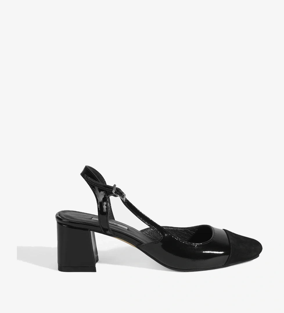 Kadın Siyah Deri Topuklu Klasik Ayakkabı - Görsel 1
