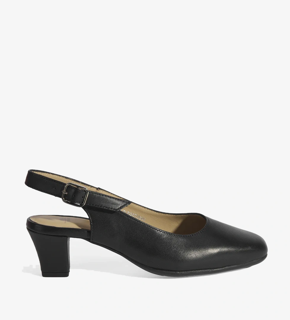 Kadın Siyah Ayarlanabilir Tokalı DesaComfort Deri Topuklu Ayakkabı - Görsel 1