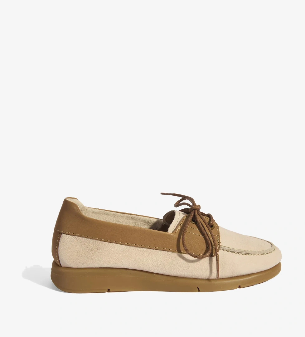 Kadın Krem Bağcık Detaylı DesaComfort Nubuk Günlük Ayakkabı