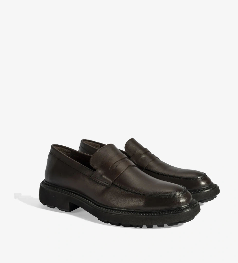 Erkek Kahve Deri Loafer
