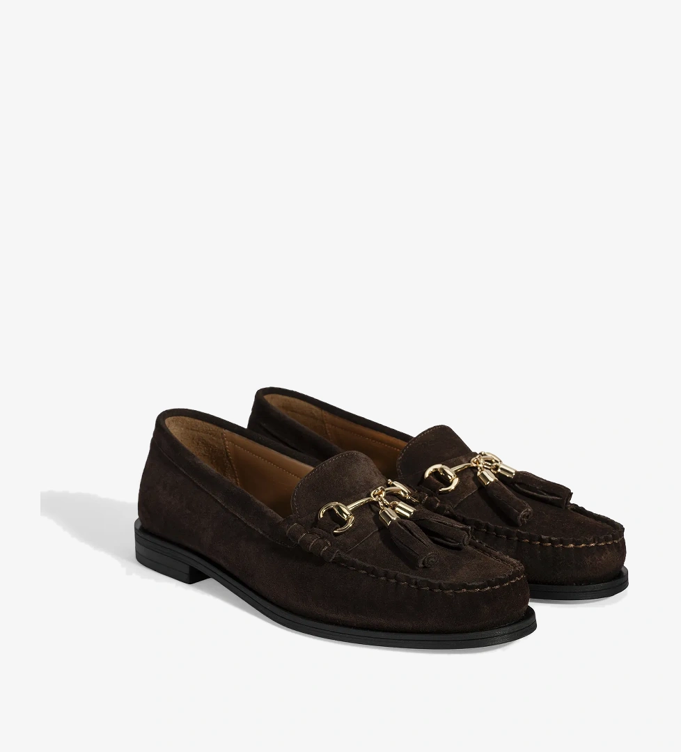 Kadın Kahve Püskül Aksesuarlı Süet Loafer - Görsel 1