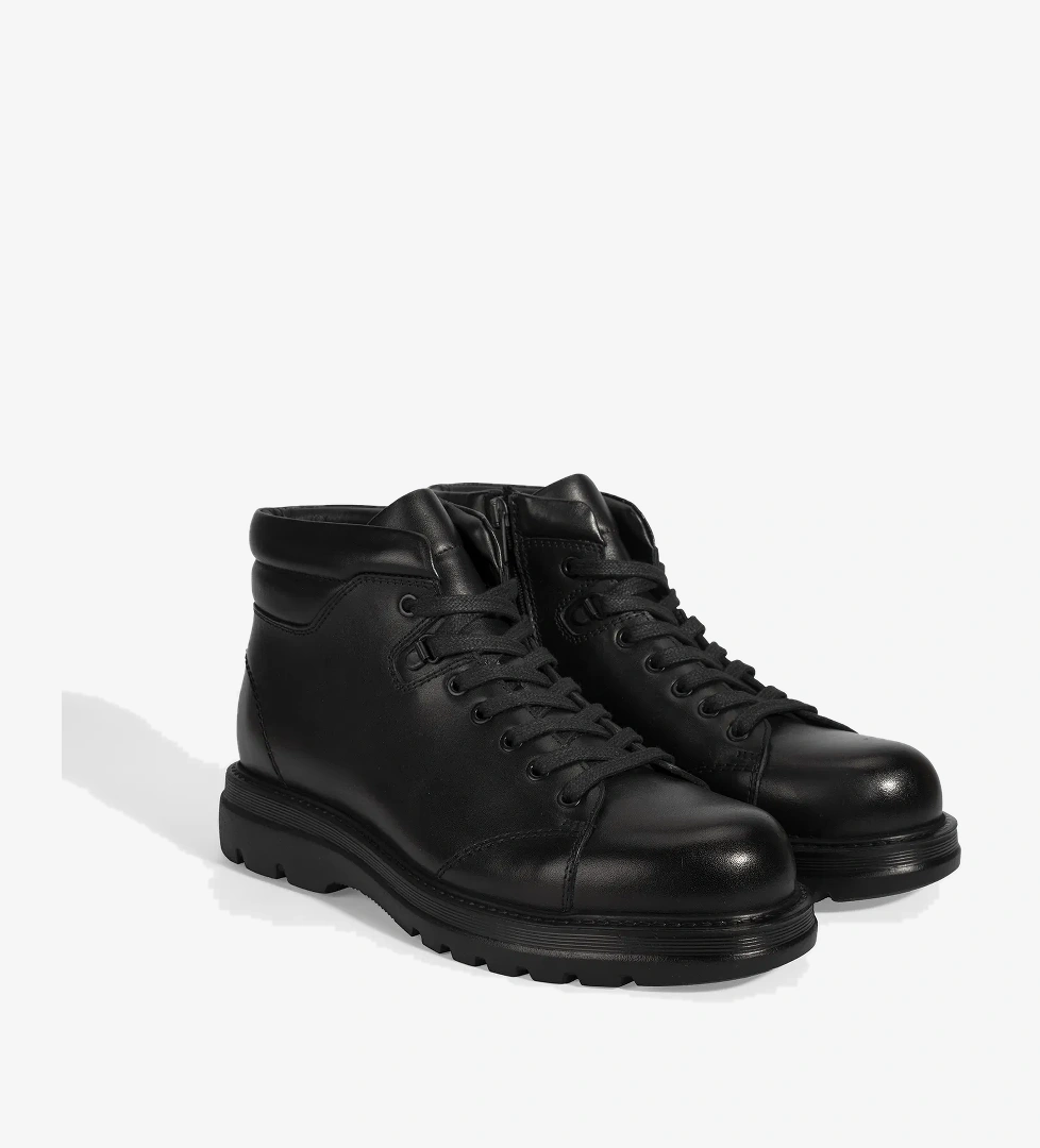 Erkek Siyah Bağcıklı Deri Bot - Görsel 1