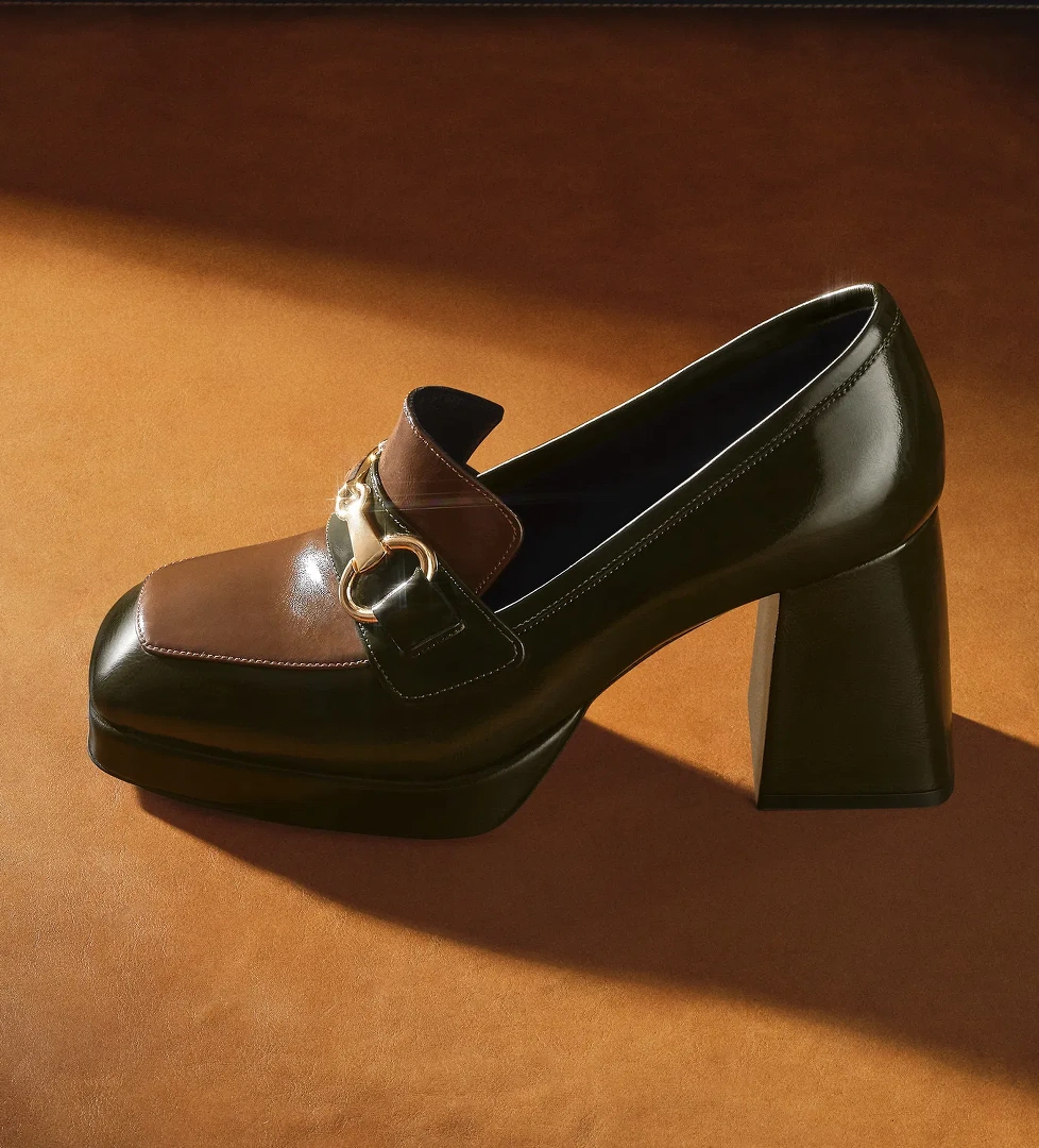 Desa Kadın Kahve Topuklu Rugan Deri Loafer model görseli