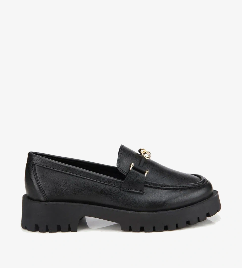 Hotiç Kadın Siyah Kalın Tabanlı Klasik Loafer model görseli