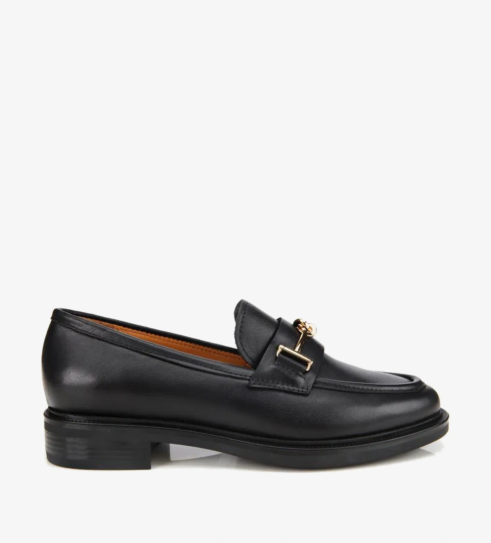 Kadın Deri Siyah Tokalı Klasik Loafer - Görsel 1