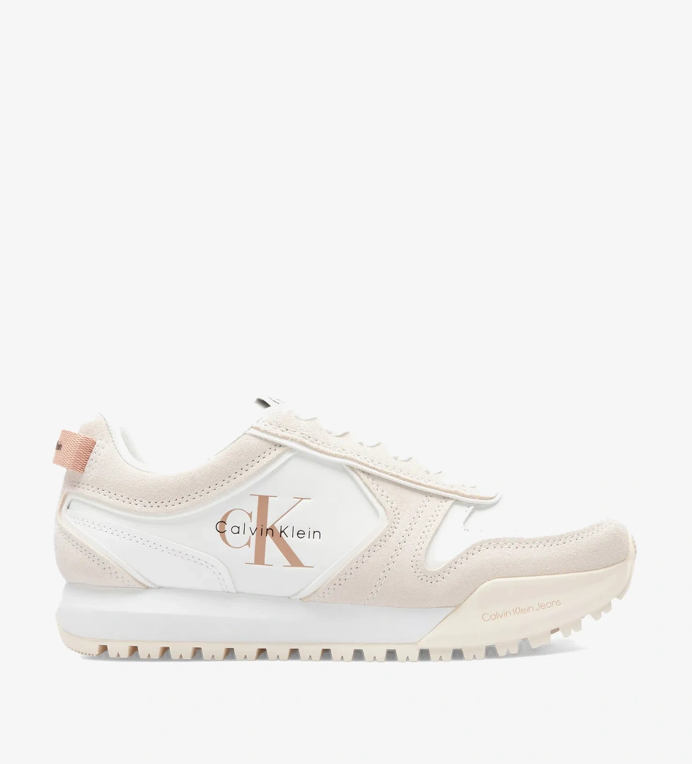 Calvin Klein Toothy Runner Lace Up Mix Kadın Beyaz Sneaker - Görsel 1