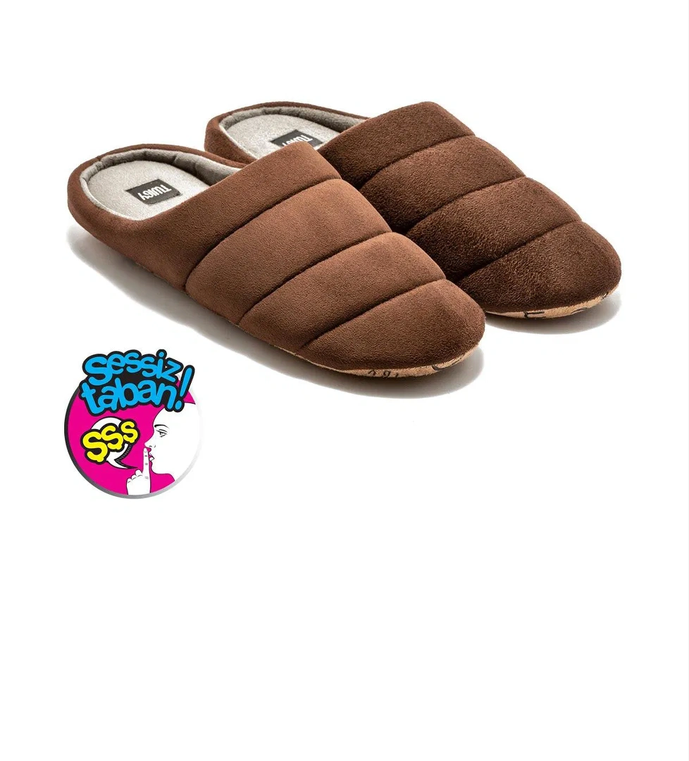 Adamo Erkek Ev Terliği Sessiz Taban Kahve Füme 41/46 - Görsel 1