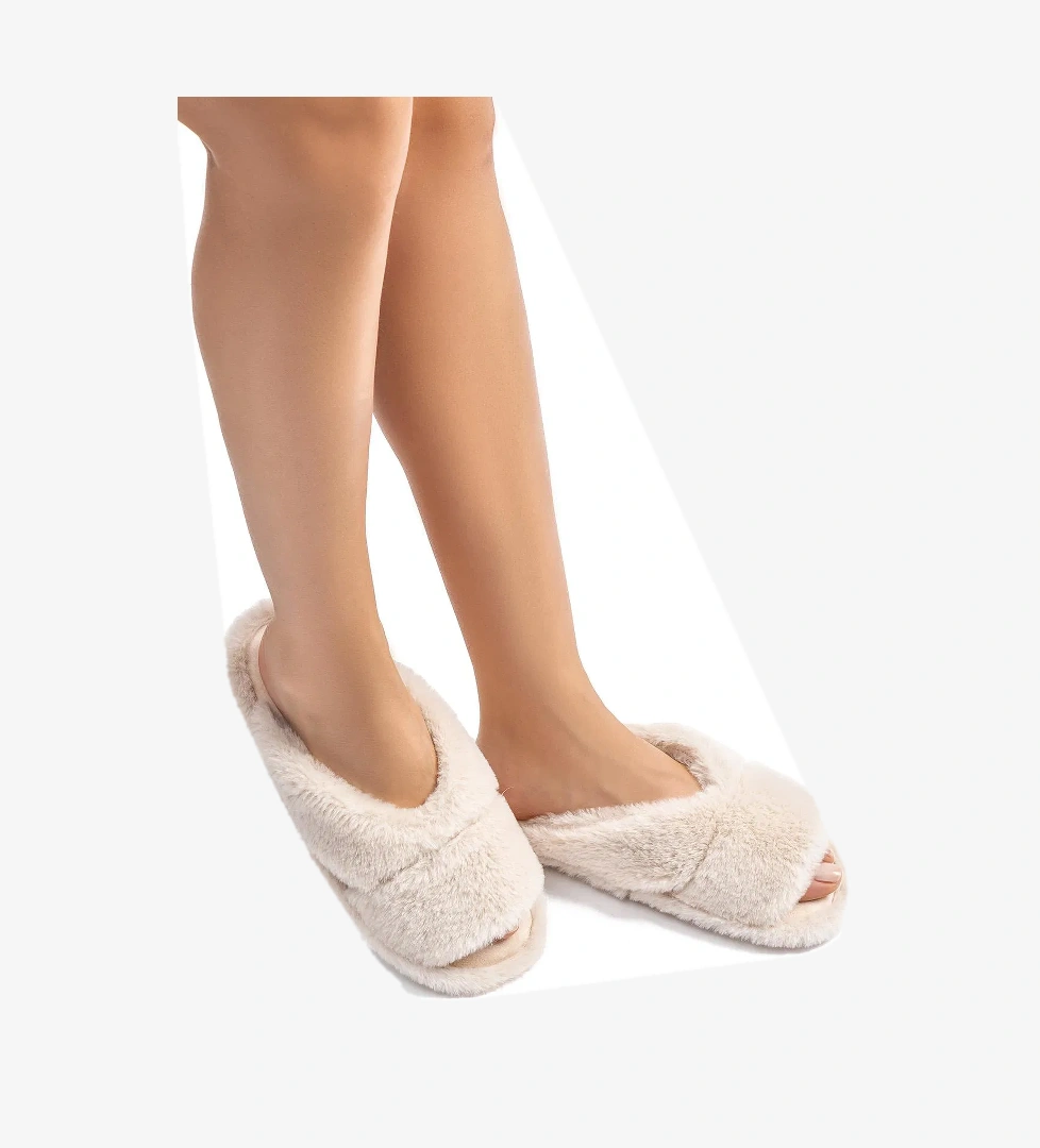 Moli Peluş Kadın Ev Terliği Bej 36/41 - Görsel 1