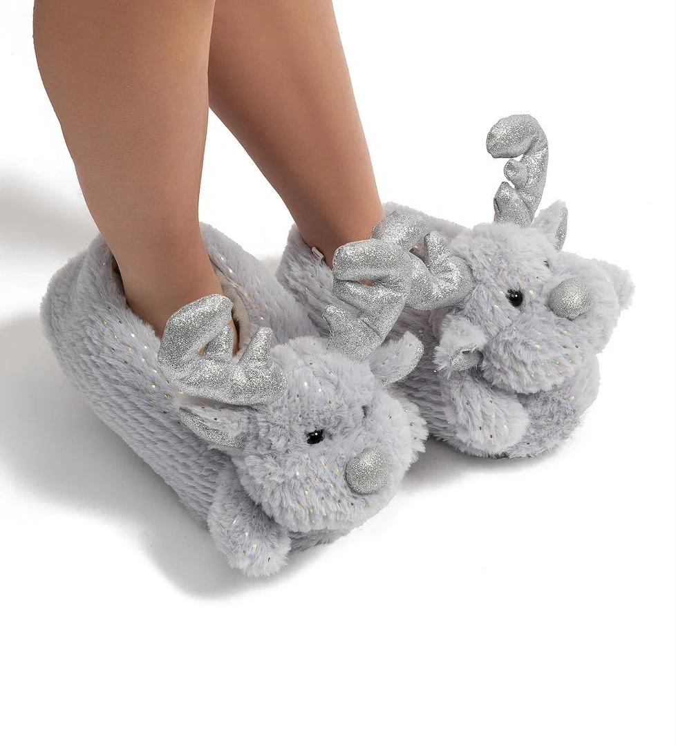 Geyik Star Kadın, Garson Boy Hayvanlı Panduf Gri 36/41 - Görsel 1