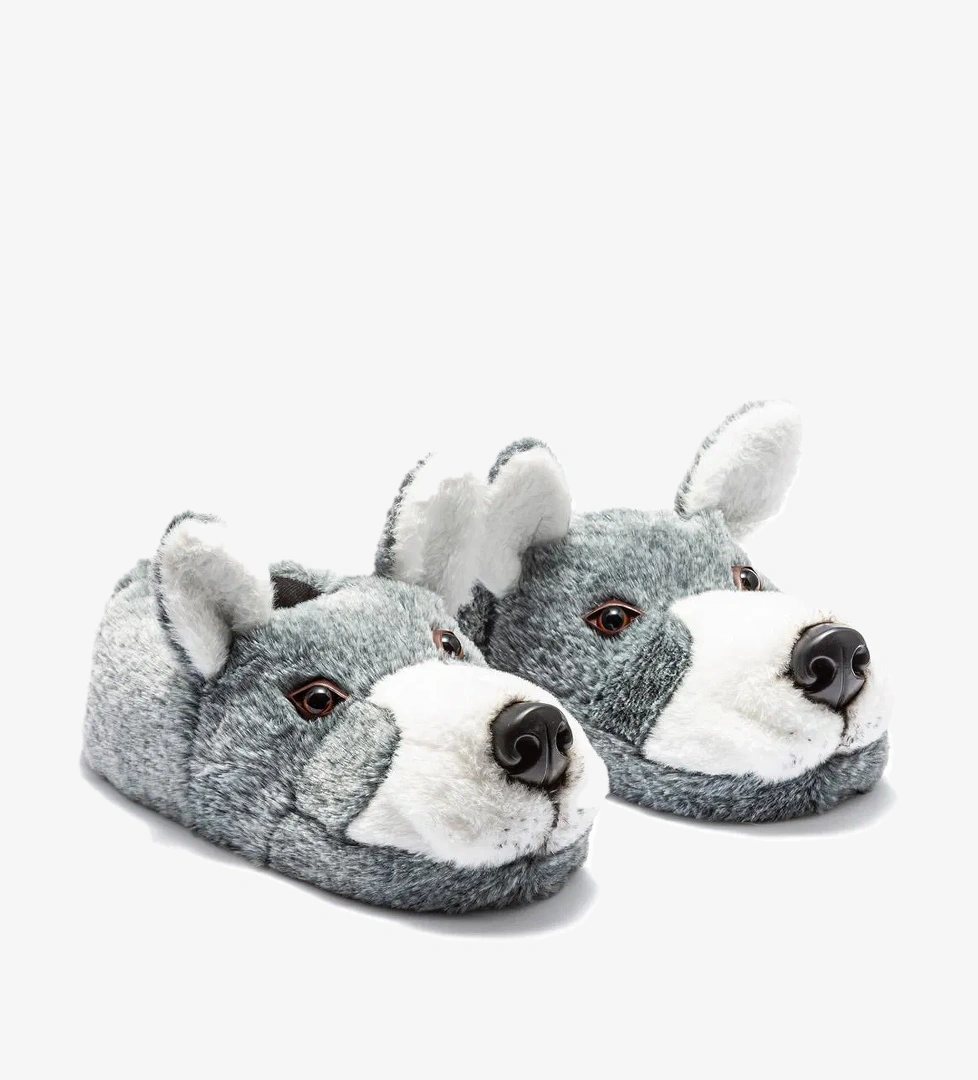 Husky Erkek Hayvanlı Panduf Gri 41/46 - Görsel 1