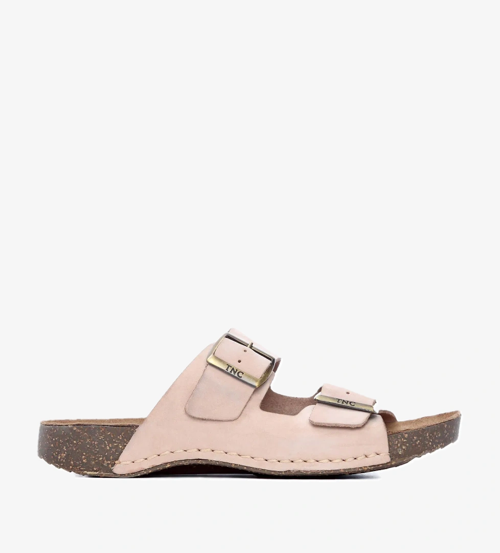 Tamer Tanca Kadın Hakiki Deri Pudra Düz Terlik - Görsel 1