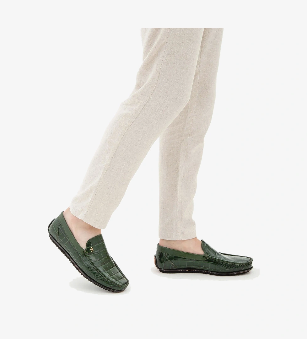 Tamer Tanca Tamer Tanca Erkek Hakiki Deri Yeşil Driver Ayakkabı model görseli