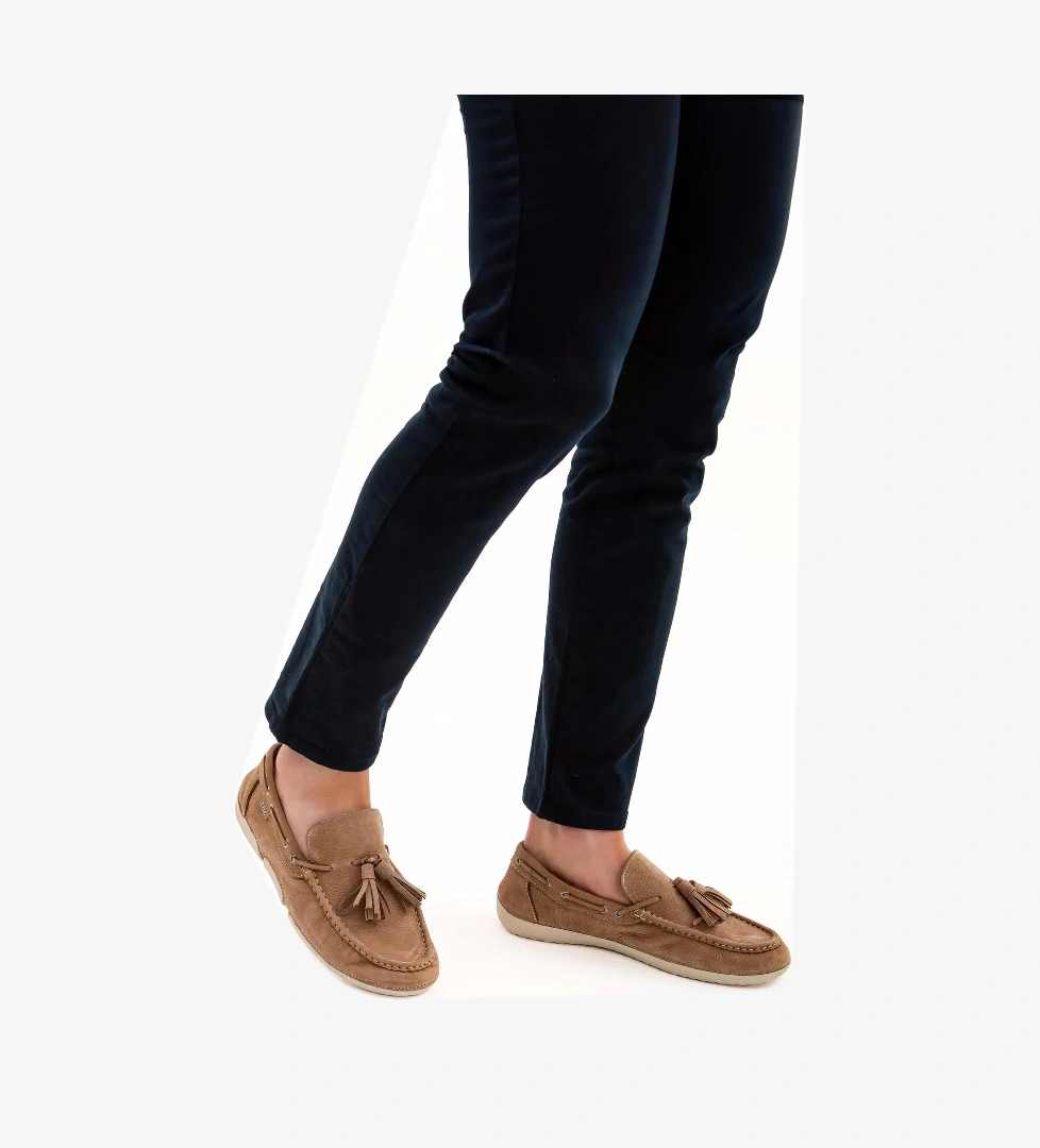 Tamer Tanca Erkek Hakiki Deri Bej Driver Ayakkabı - Görsel 1