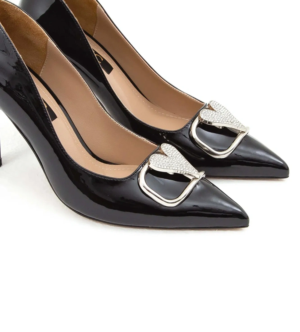 Tamer Tanca Kadın Vegan Siyah Rugan Stiletto Ayakkabı - Görsel 1