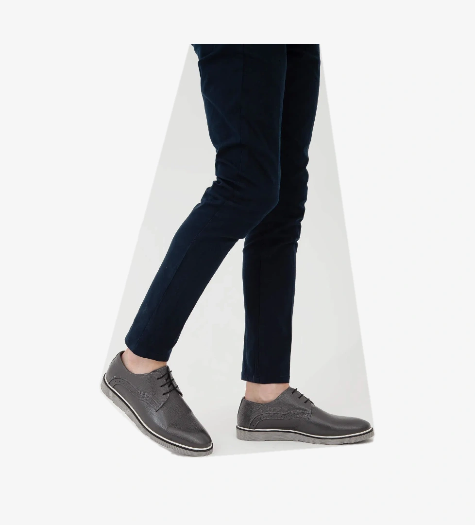 Tamer Tanca Erkek Hakiki Deri Gri Casual Ayakkabı - Görsel 1