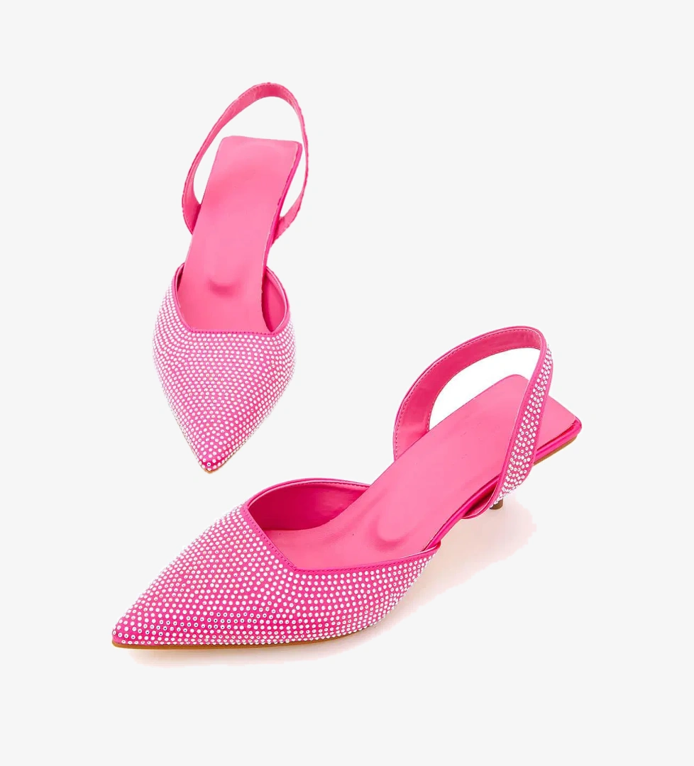 Tamer Tanca Kadın Vegan Fuşya Saten Abiye Ayakkabı - Görsel 1