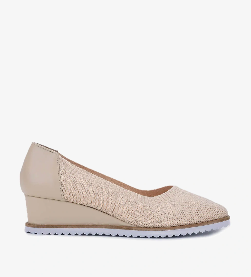 Tamer Tanca Kadın Deri &amp; Tekstil Bej Topuklu Ayakkabı - Görsel 1