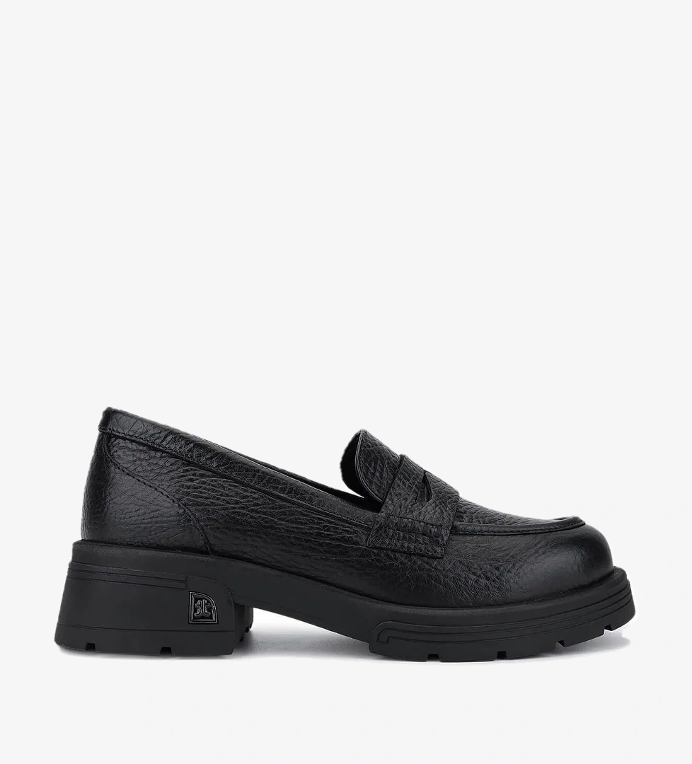 Tamer Tanca Kadın Hakiki Deri Siyah Jumbo Loafer Ayakkabı - Görsel 1