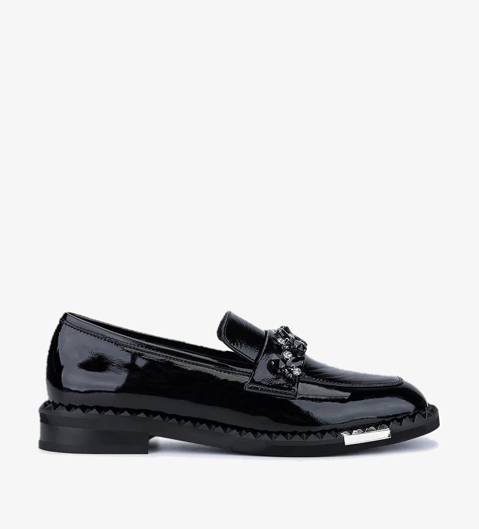 Tamer Tanca Kadın Hakiki Deri Siyah Rugan Loafer Ayakkabı - Görsel 1