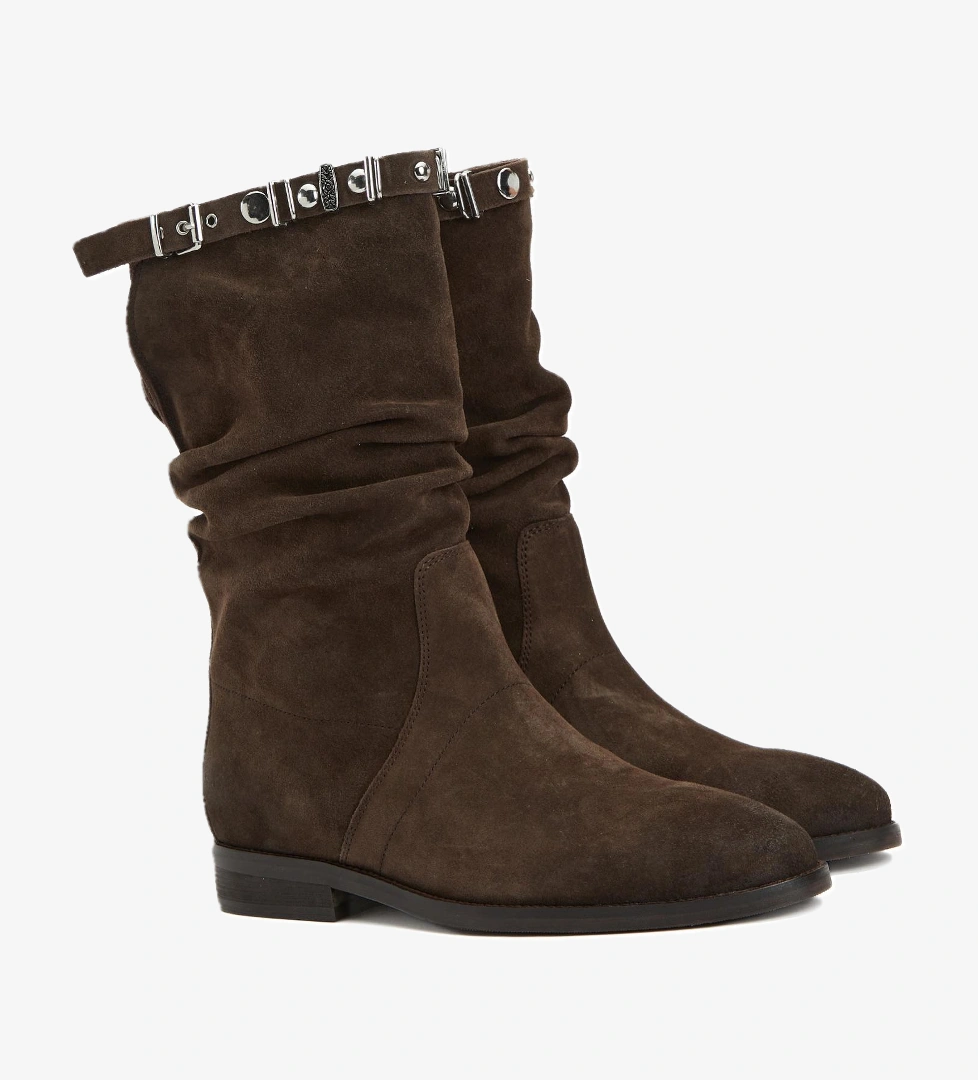 Divarese Kadın Kahverengi Taşlı Süet Bot