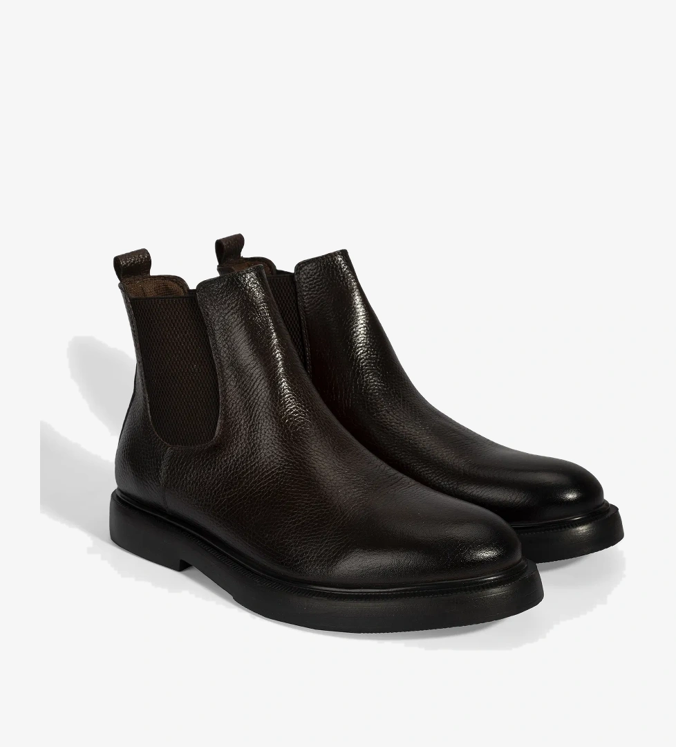 Erkek Kahve Lastikli Deri Bot