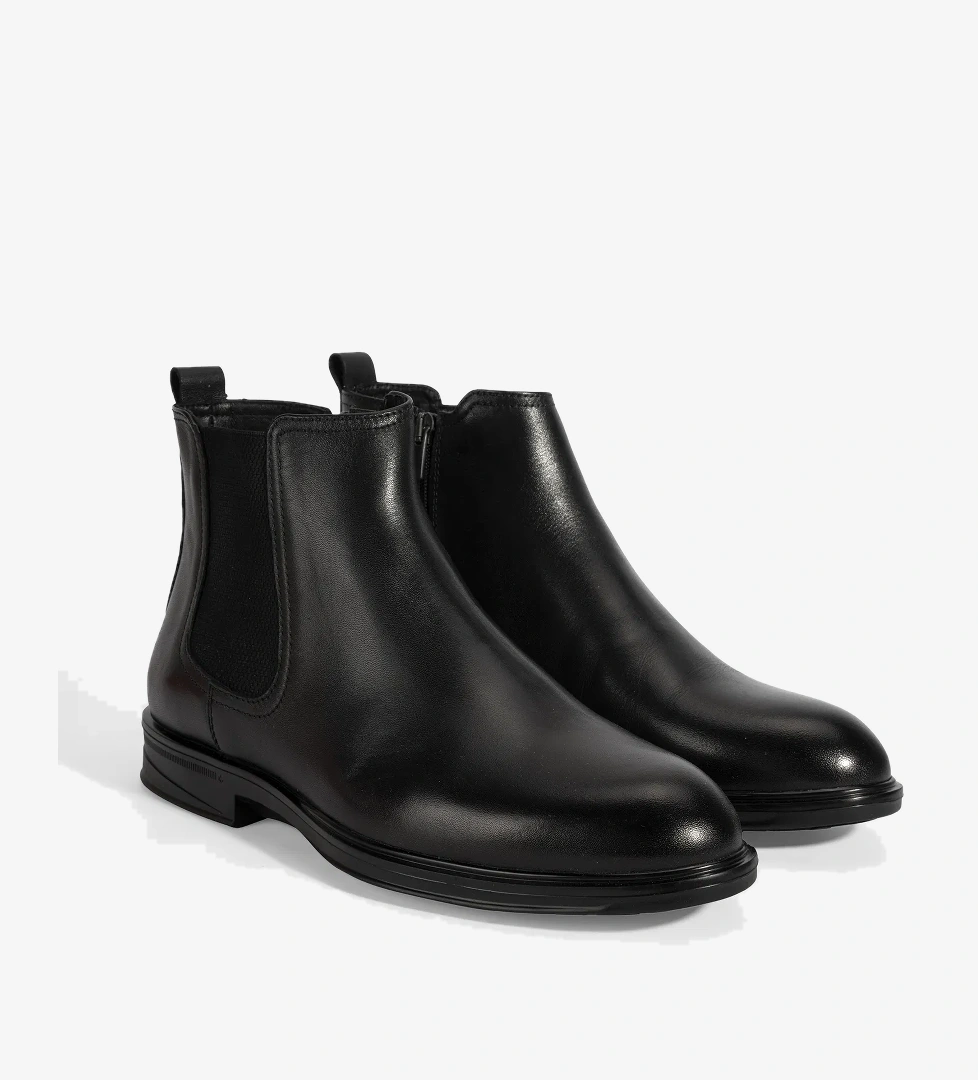 Erkek Siyah DesaComfort Lastikli Deri Bot - Görsel 1