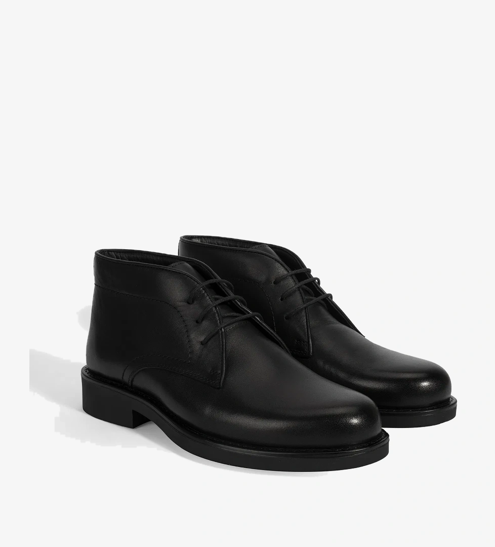 Erkek Siyah DesaComfort Bağcıklı Deri Bot - Görsel 1