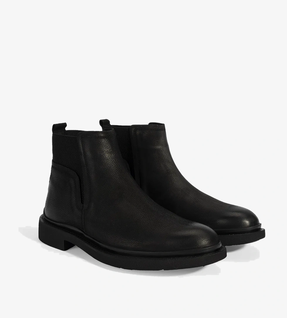 Erkek Siyah Lastikli Nubuk Deri Bot