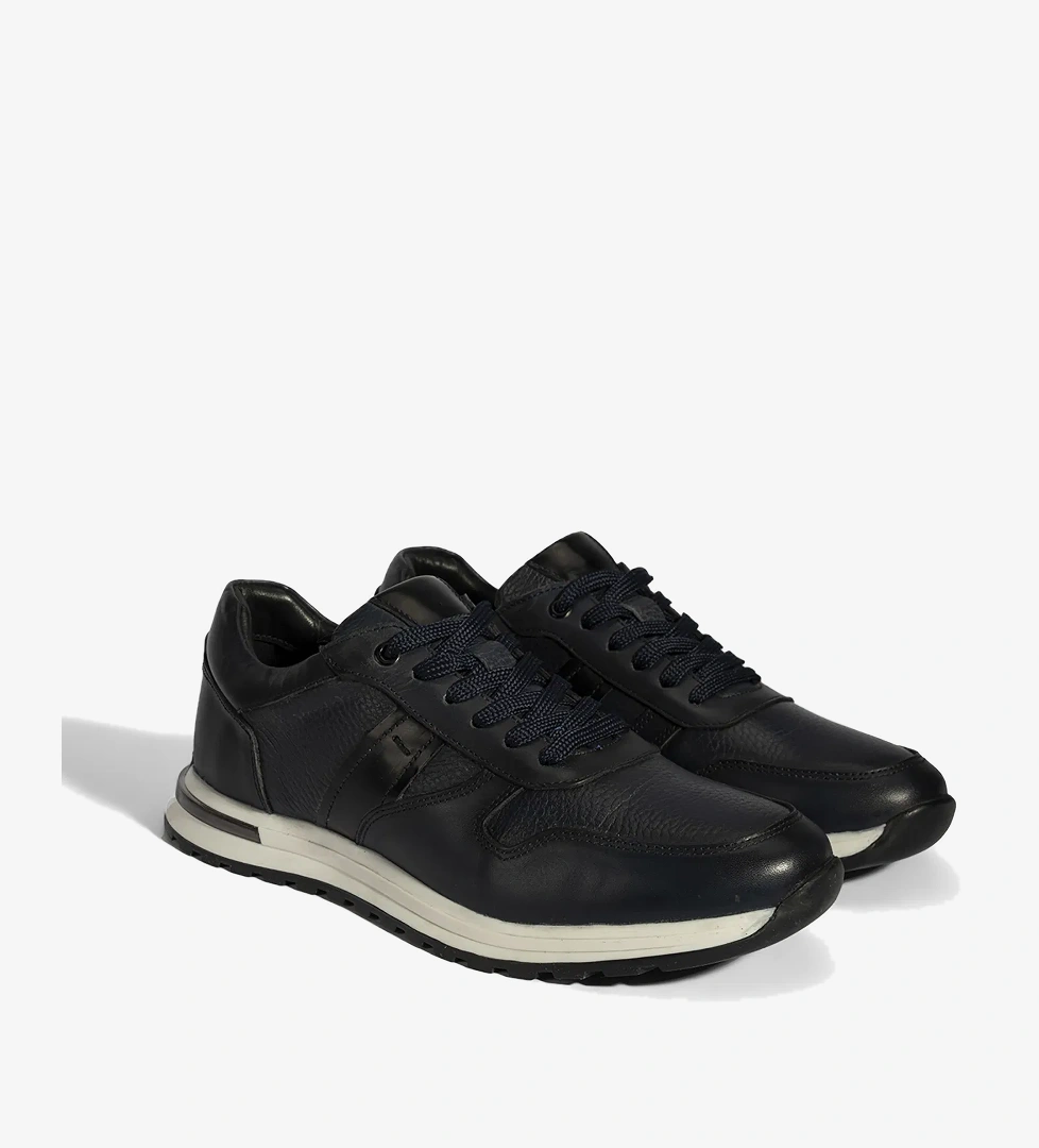 Desa Erkek Lacivert Kahve Bağcıklı Deri Sneaker model görseli