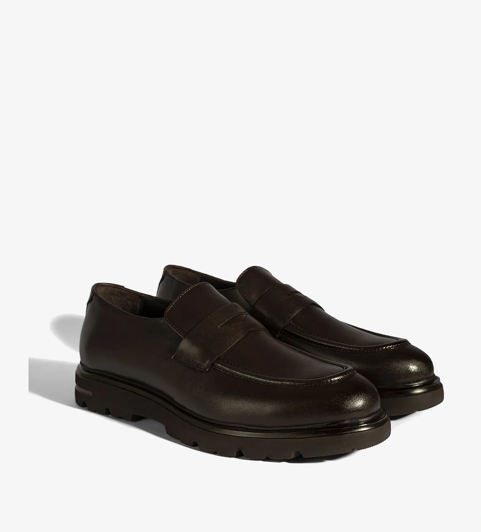 Erkek Kahve Deri Loafer - Görsel 1