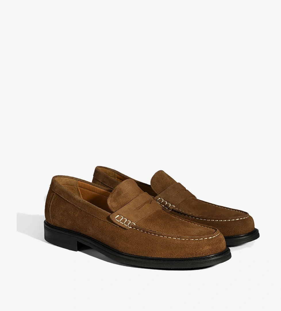 Erkek Taba Süet Deri Loafer - Görsel 1