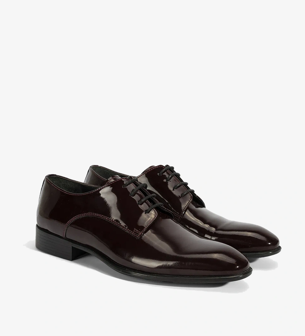 Desa Erkek Bordo Siyah Bağcıklı Rugan Deri Klasik Ayakkabı model görseli