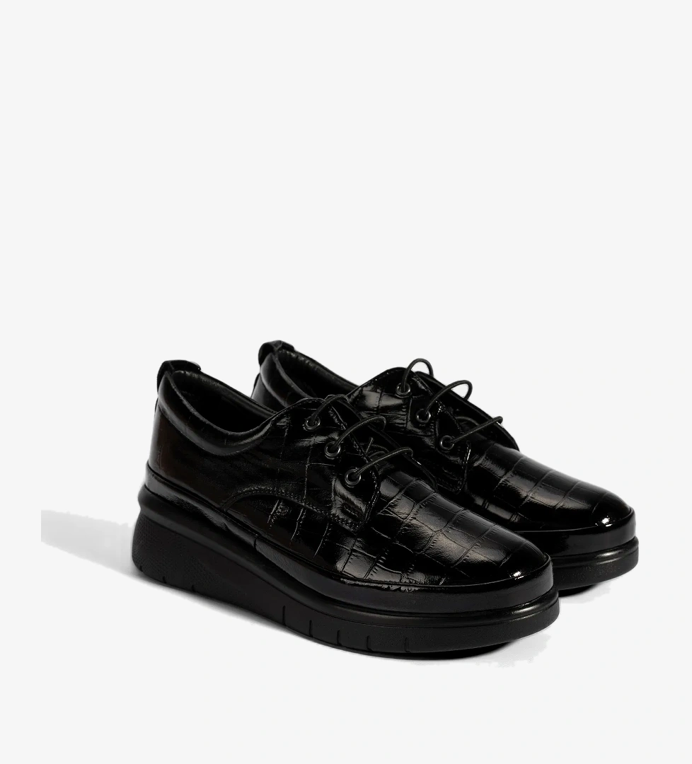 Desa Kadın Siyah Kroko Baskılı DesaComfort Günlük Deri Ayakkabı model görseli