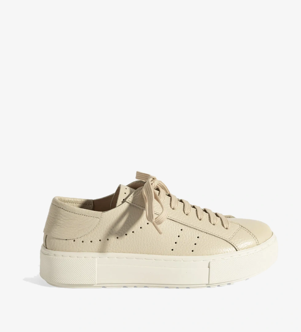 Kadın Bej Bağcıklı Deri Günlük Ayakkabı - Görsel 1