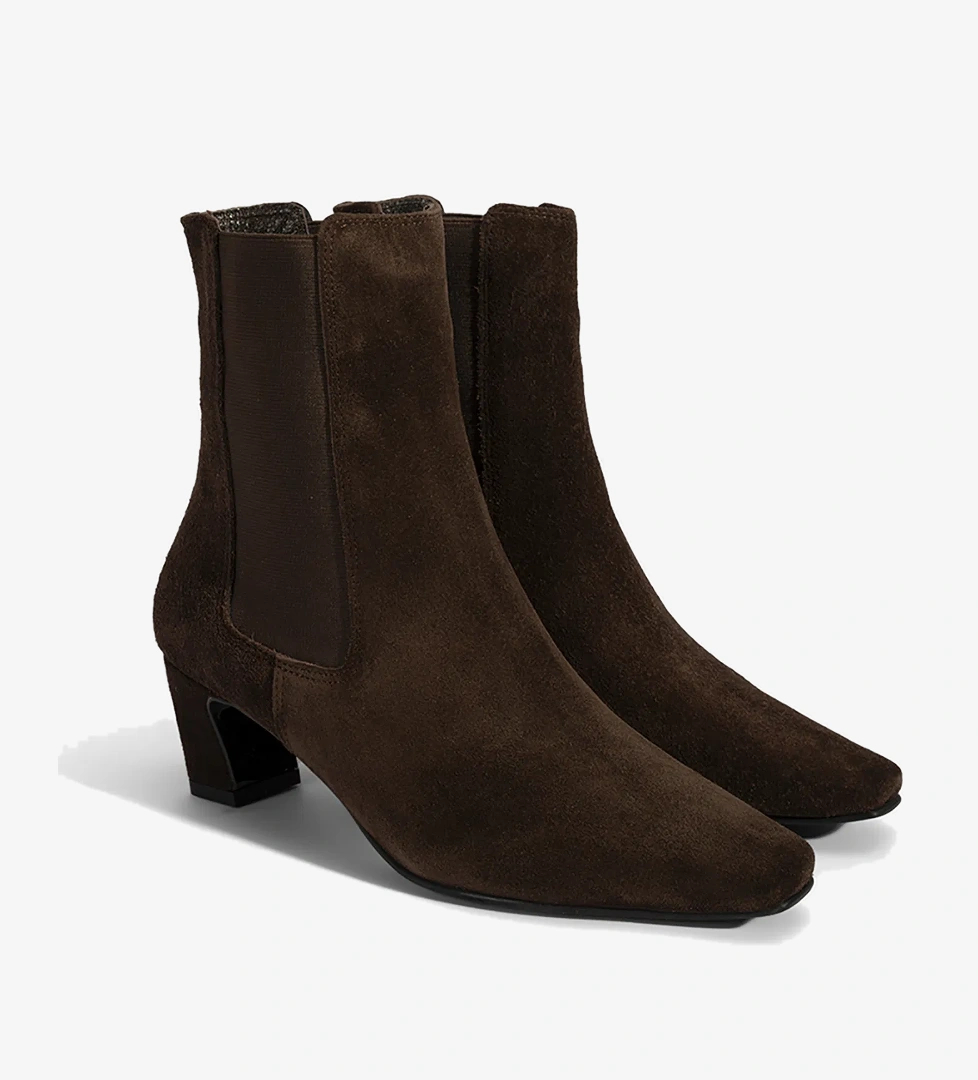 Desa Kadın Siyah Kahve Lastikli Topuklu Süet Deri Bot model görseli