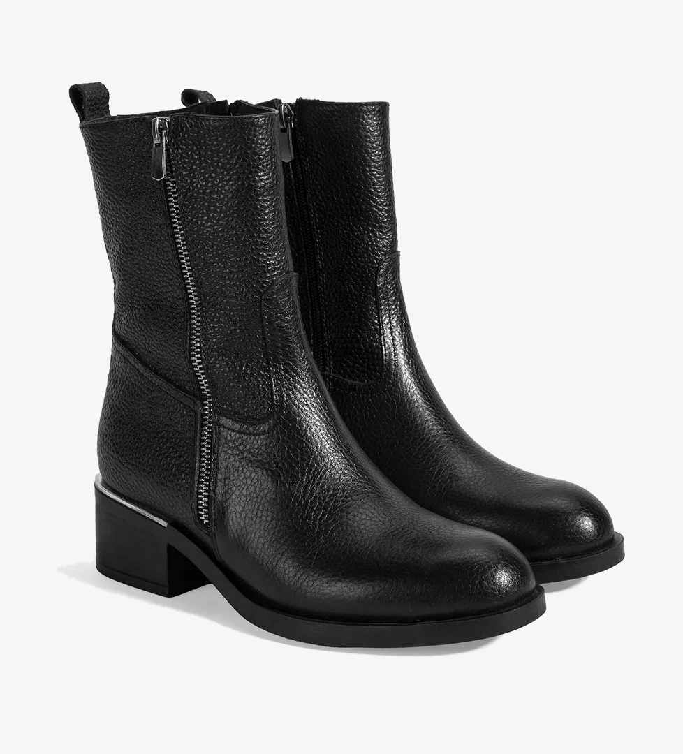 Desa Kadın Siyah Kahve Fermuarlı Deri Topuklu Bot model görseli