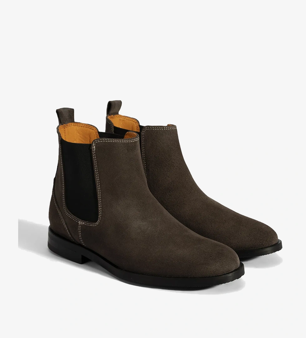 Kadın Kahve Lastik Detaylı Süet Deri Bot - Görsel 1