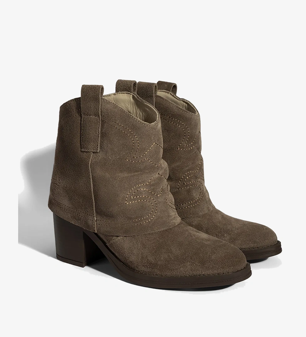 Kadın Vizon İşleme Detaylı Kalın Topuklu Bot