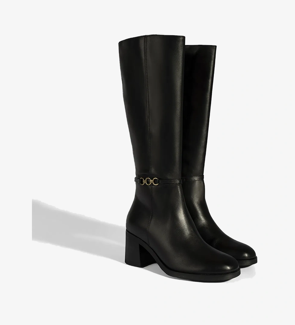 Desa Kadın Siyah Metal Aksesuarlı Deri Çizme model görseli