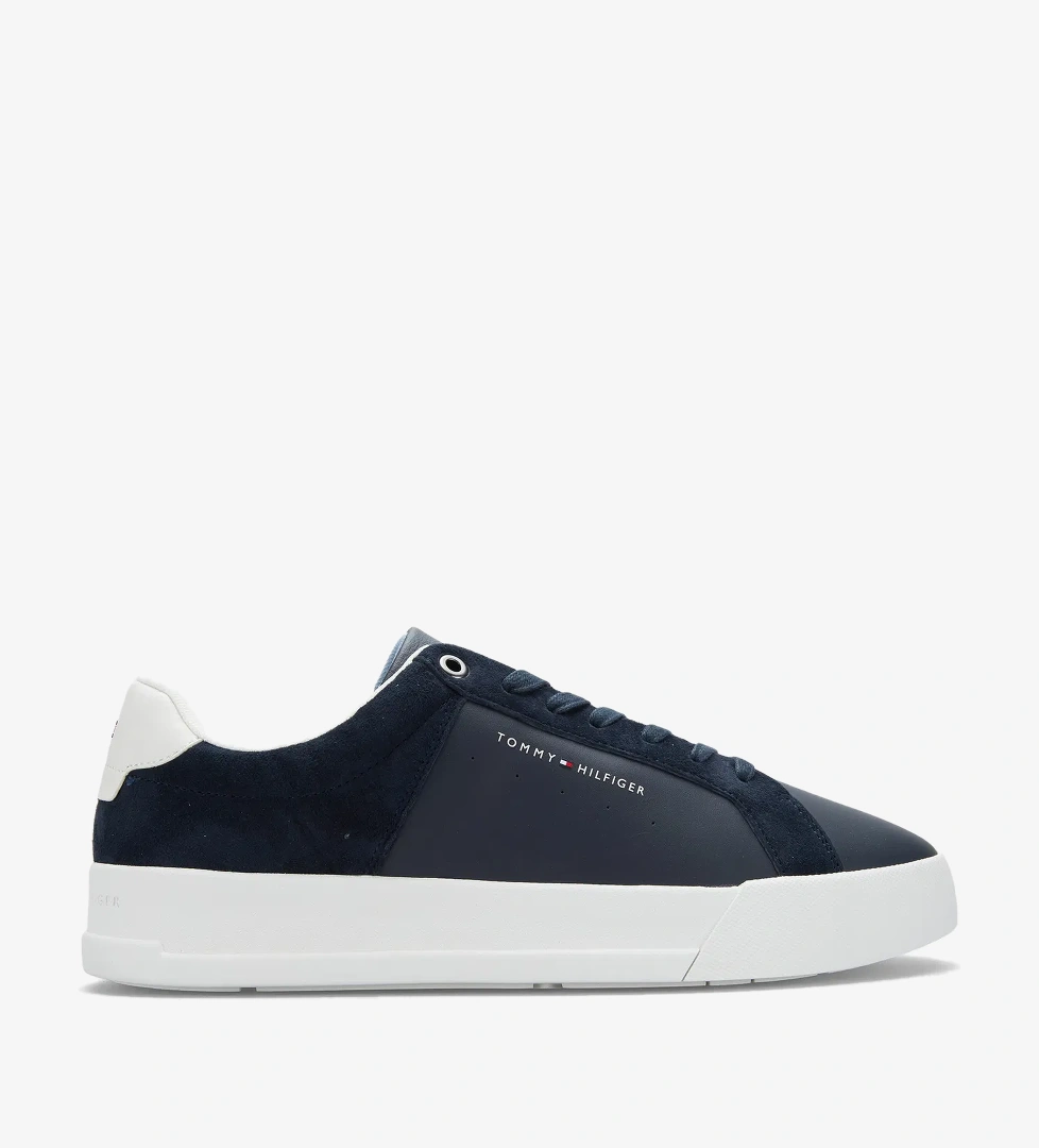 Tommy Hilfiger Court Mix Nubuck Erkek Mavi Sneaker - Görsel 1