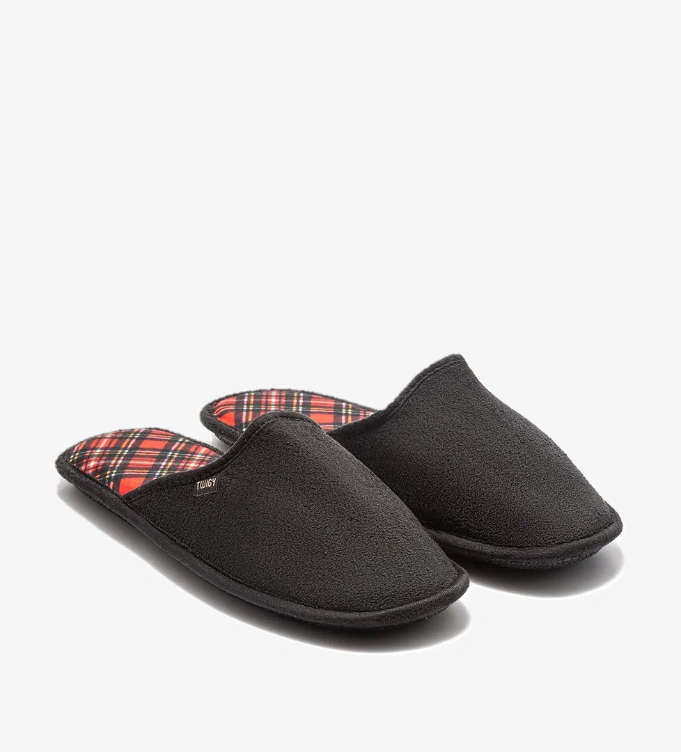 Ekose Erkek Ev Terliği Siyah-Kırmızı 41/46 - Görsel 1