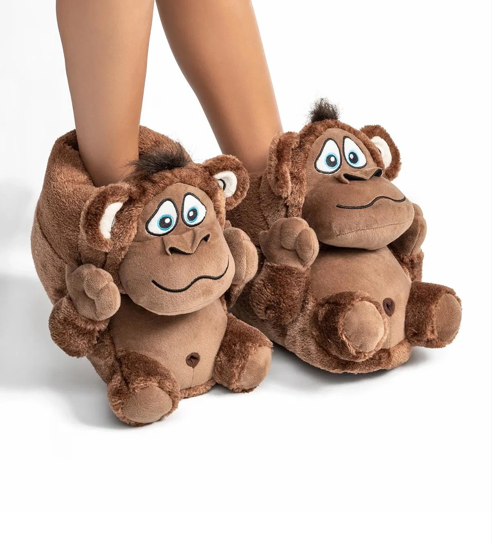 Monkey Unisex Hayvanlı Panduf Kahverengi 36/43 - Görsel 1